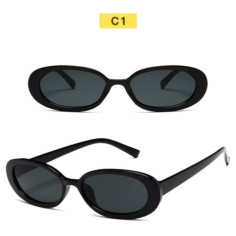 (YUZHU) Bayar di Tempat Retro Gaya Oval Small Kacamata Hitam Wanita/Pria UV400 Protection Sunglasses