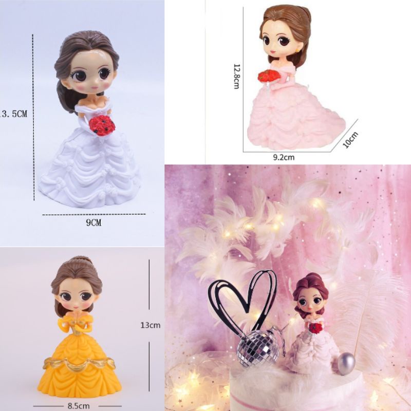 CAKE TOPPER MINIATUR PRINCESS WHITE WEDDING BRIDE PENGANTIN PUTRI QUEEN PRINCESS BELLE PINK SWEET SE