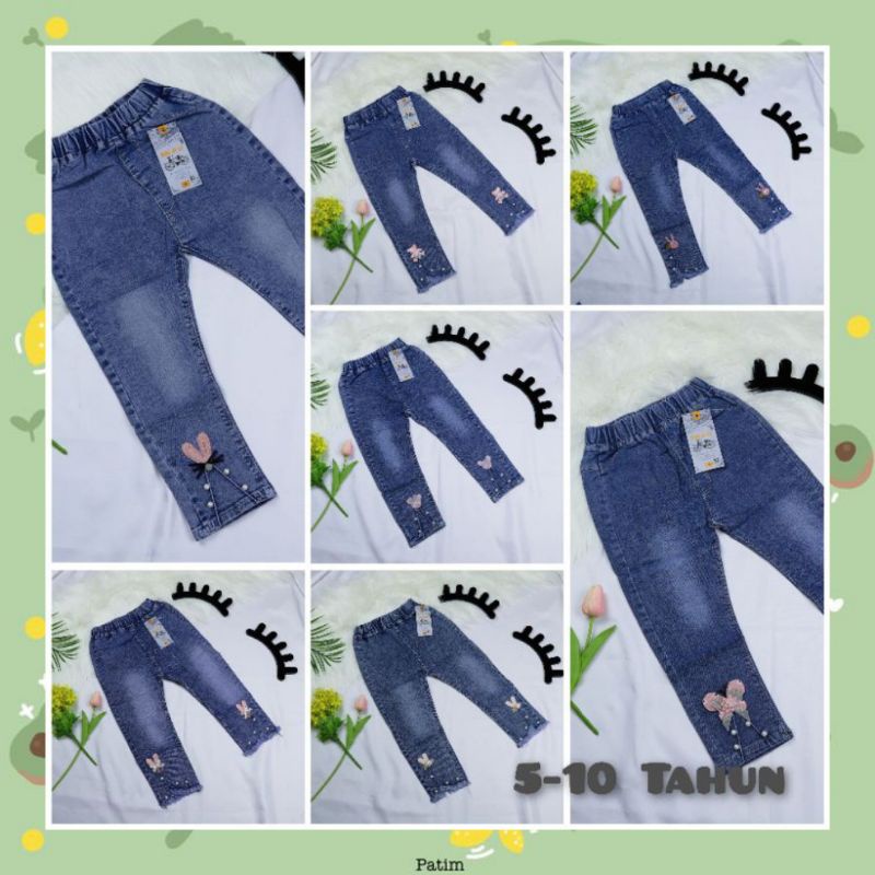 Celana Jeans Anak Perempuan Import Premium Mutiara 5-11 Tahun