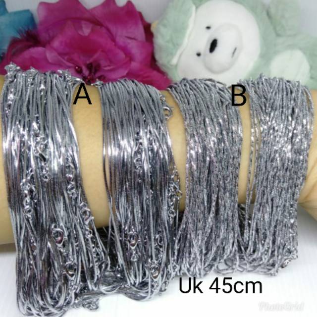 kalung titanium import uk 45cm-60cm lapis mas putih [KP-1]