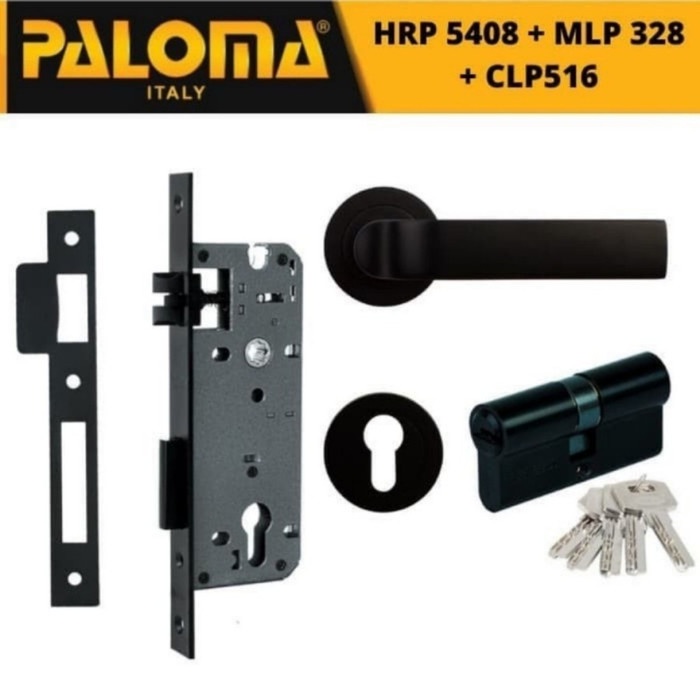 Paloma Kunci Set Handle Pintu Handle Set LockSet Castro LRP 5408 Matte Black