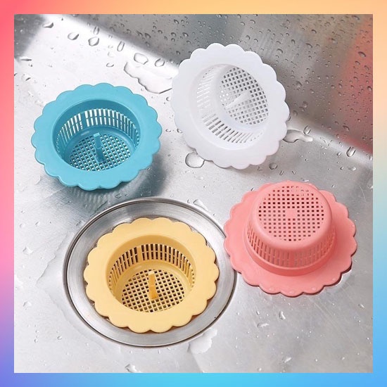 Saringan Afur Bak Cuci Piring Wastafel / Penutup Lubang Saluran Air Dapur Penyaring Kotoran Sampah Sisa Makanan PVC / Drain Sink Strainer Bentuk Bunga