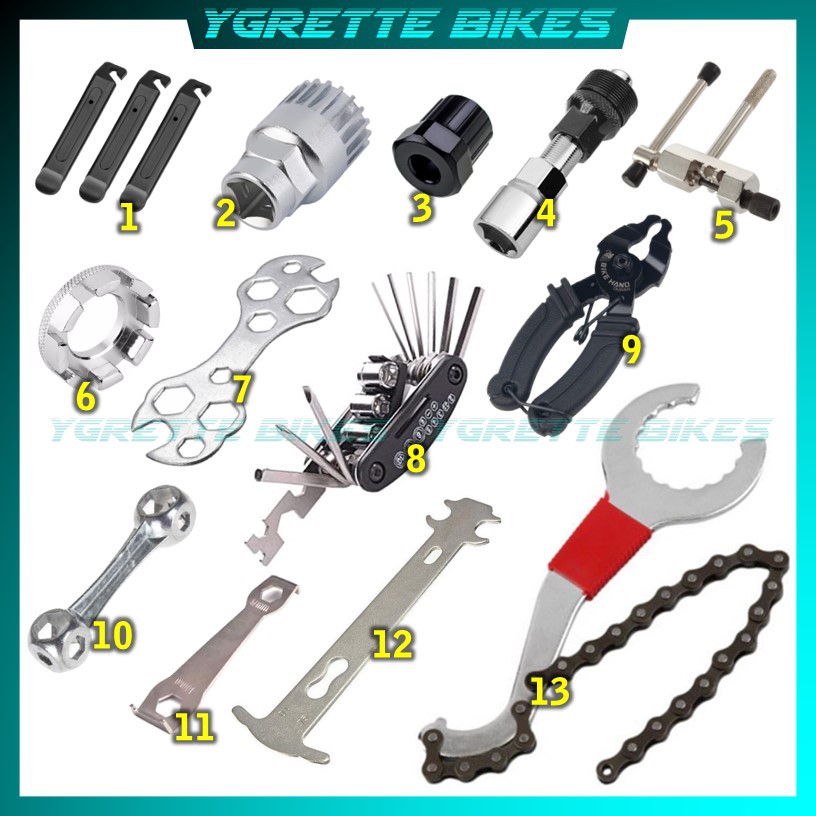 YGRETTE - PAKET 13 IN 1 KOMPLIT SET KUNCI ALAT PERBAIKAN SEPEDA MTB ROADBIKE DIY TOOLS BIKE REPAIR