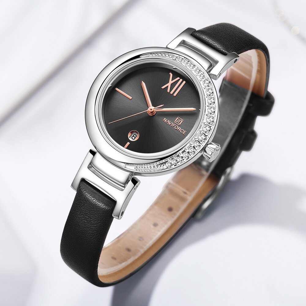 JAM TANGAN WANITA NAVIFORCE NF5007 JAM TANGAN ORIGINAL RANTAI KULIT