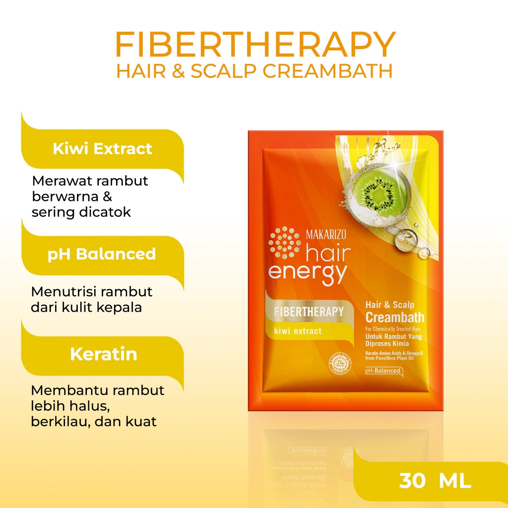 PAKET ISI 12 - Makarizo Hair Energy Fibertherapy Hair & Scalp Creambath Kiwi 30 mL-1