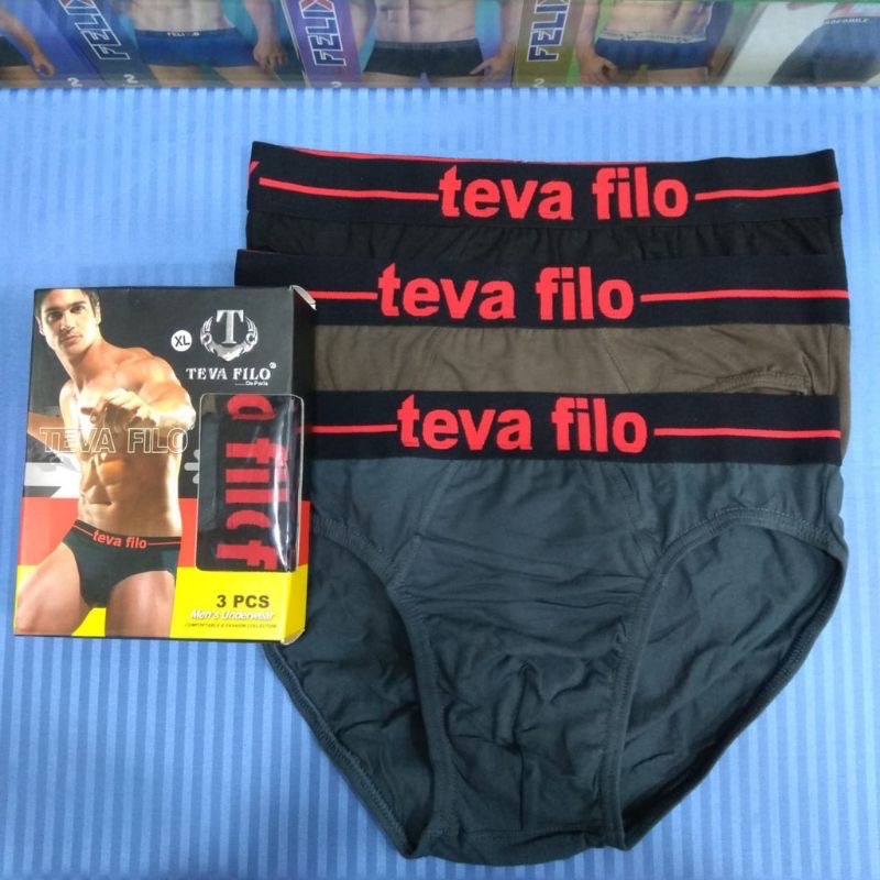 3 pcs celana dalam pria teva filo 312 germany katun polos