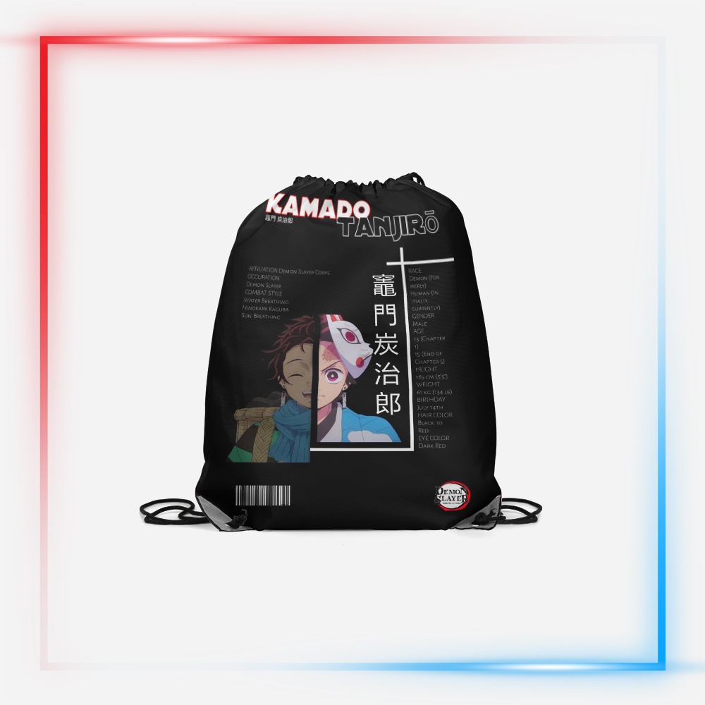 String Bag / Tas Serut Fullprint 3D Karakter Anime Demon Slayer - Komado Tanjiro