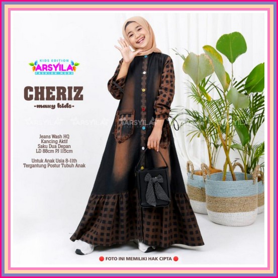 Terbaru Set Gamis Anak Bunga Syakila Kombinasi Ceruty Cheriz Gamis Anak Perempuan Umur 8 Sampai 11 T
