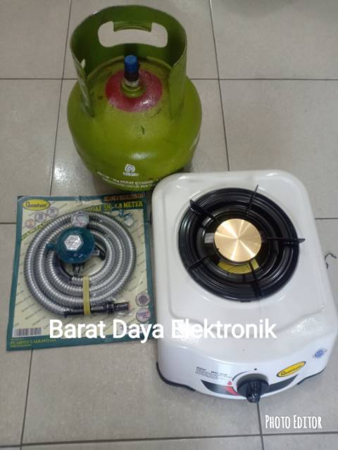 Paket Kompor Quantum &amp; Slang paket Regulator &amp; Tabung Gas Melon 3 kg isi full