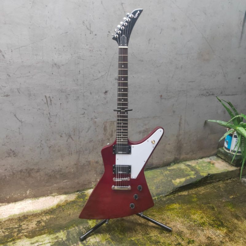 Gitar Elektrik Epiphone Explorer Merah custom Pickup Active Amtech 9 volt High Gain cocok utk Rock