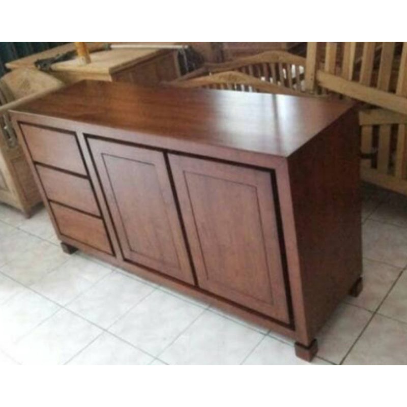 TERMURAH !!bufet tv meja tv kabinet minimalis polos laci kayu jati
