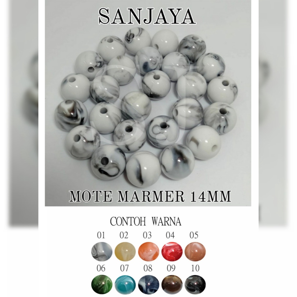 MOTE MARMER / MANIK MOTIF MARMER / MANIK CORAK MARMER BULAT / MANIK MARMER BULAT / MOTE MARMER 14MM 06