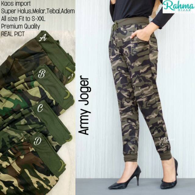 ARMY JOGGER  CELANA  OLAHRAGA  JOGGING  SENAM CEWE MOTIF ARMY 