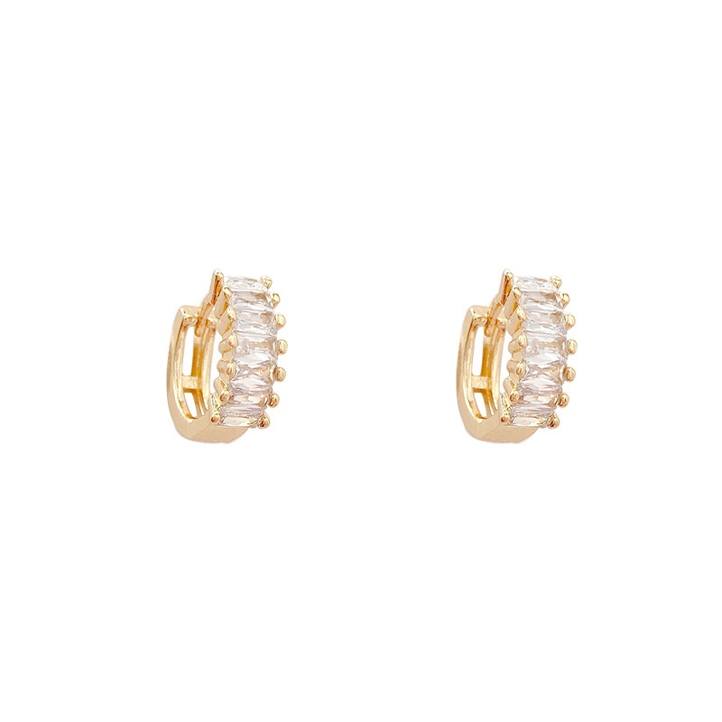 Anting Bulat Simple Bahan Sterling silver 925 Dengan Zircon Untuk Wanita