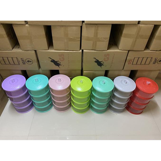 Cantik Tudung Saji Susun 4 Multilayer Food Storage Diamond Hijau Lime Green Gilaa