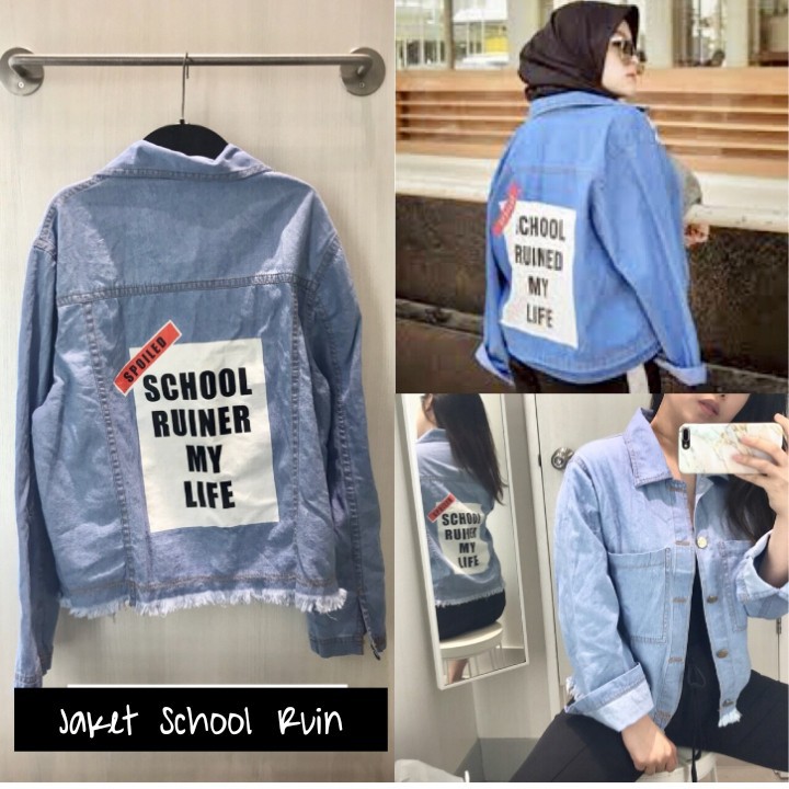 Jaket Wanita Jeans kombinas Oversize Wanita Ancien Store