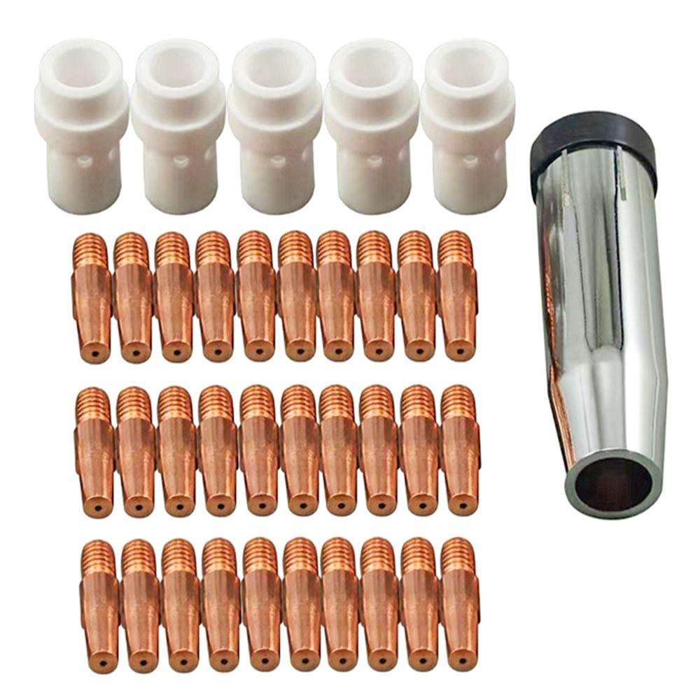 Solighter 5pcs Welding Torch Conductive Tip Set Konsumtif Aksesori Tukang Las MB36KD Perakitan Contact Tip Holder
