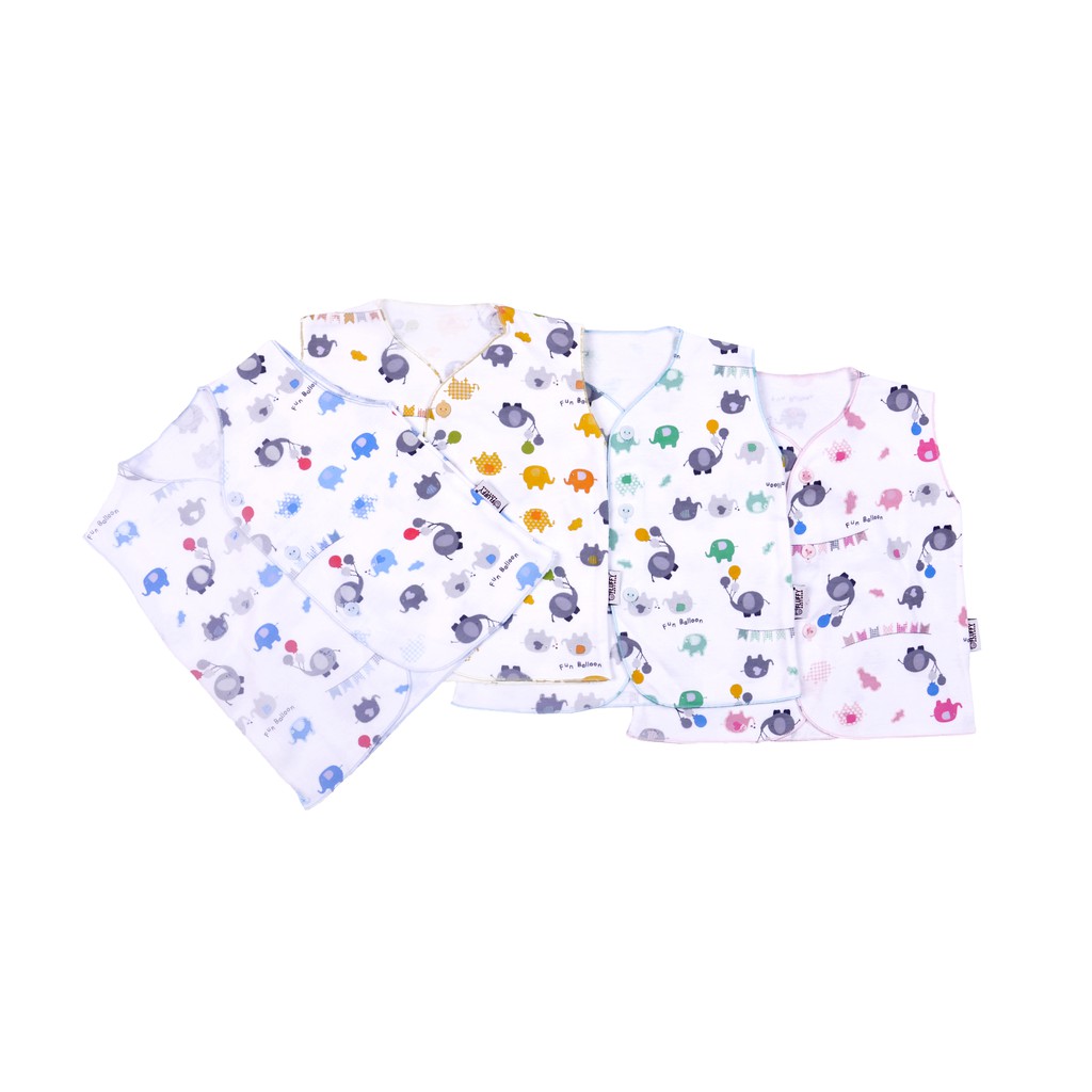  FLUFFY  Baju  Kutung Neci Isi 4Pcs Bkan Motif Newborn  