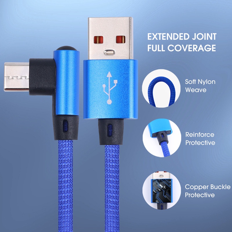 90 Degree Kabel Data / Charger USB Tipe C Siku 90 Derajat Panjang 1m 6A Fast Charging Untuk Smartphone Universal