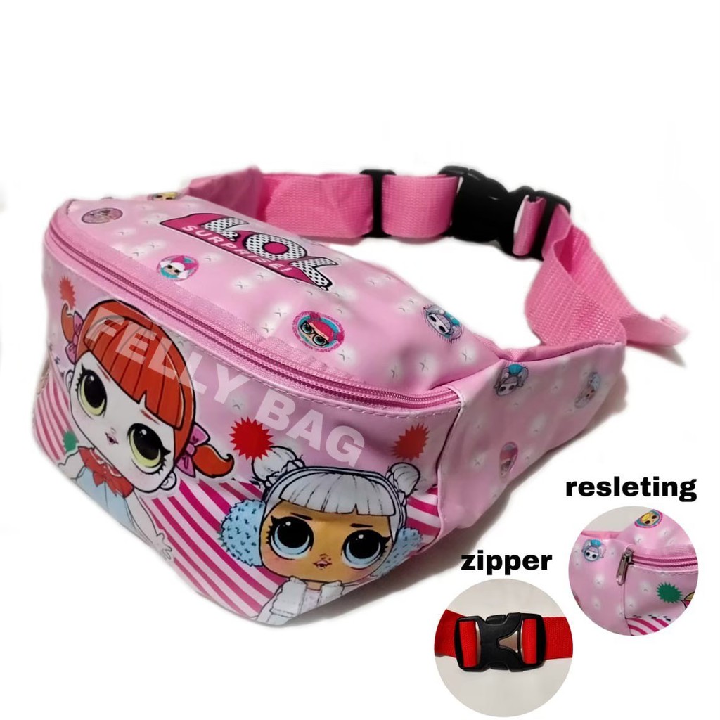 NIQABIS WAISTBAG ANAK PEREMPUAN KARAKTER KARTUN LOL MINNIE DORAEMON HELLO KITTY TAS SELEMPANG ANAK