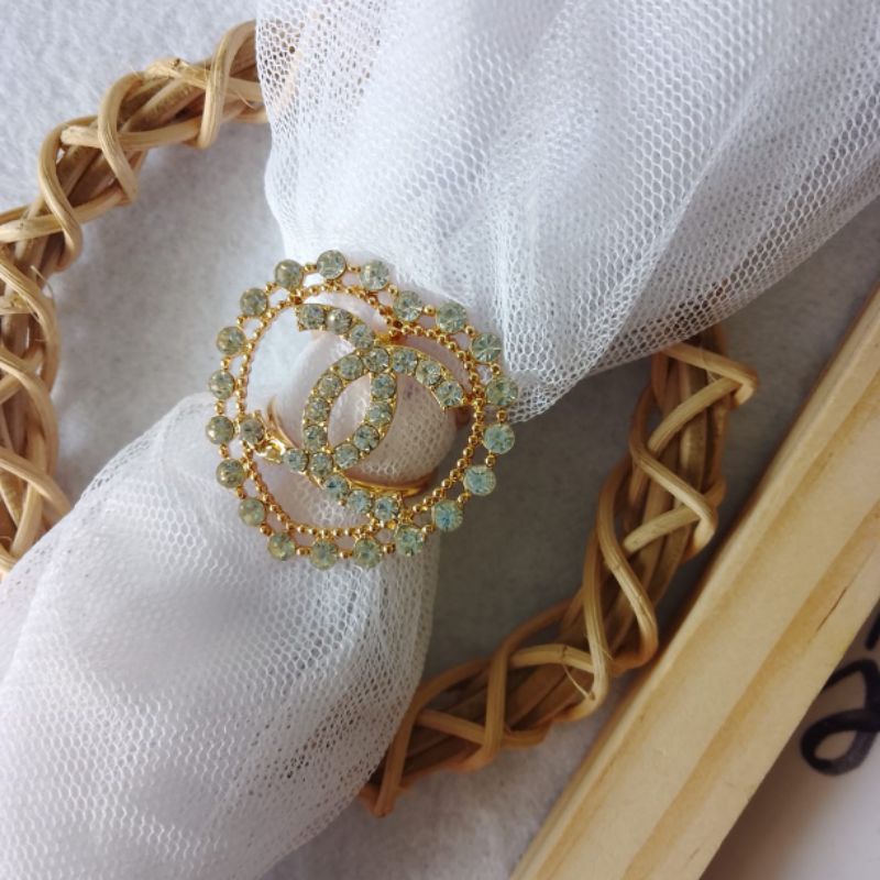 RING / BROS /  CINCIN BENTUK GESPER BERKILAU  BAHAN IMPORT ANTI LUNTUR-Love