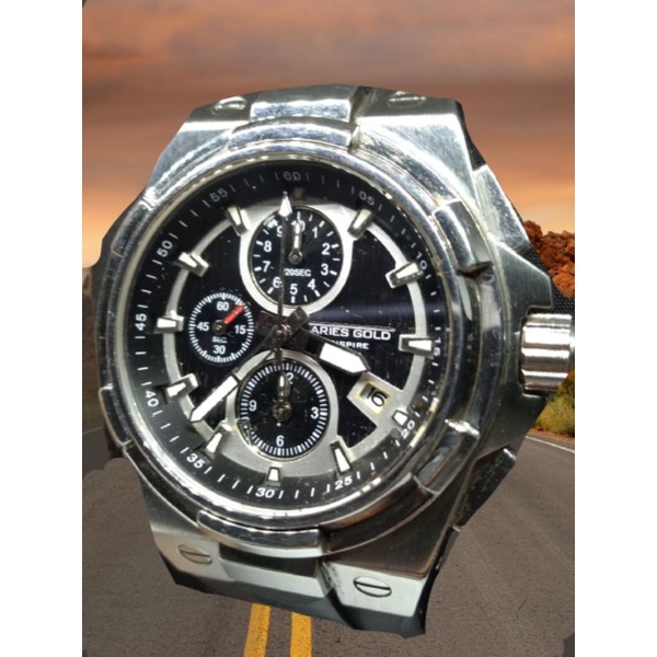 Jam Tangan ORIGINAL Merk ARIES GOLD CHRONOGRAPH Seri Inspire King G-7311-S- BKS