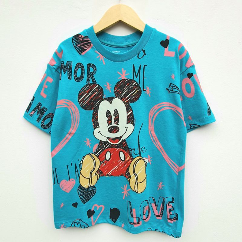 Kaos Anak Perempuan 5 6 7 8 Tahun Oversize Fullprint Mickey Minnie Unicorn