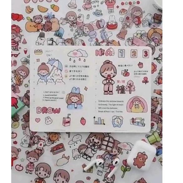 

LANGSUNG ATC.. 50/100 lembar sticker dengan box Happy Day bahan PVC untuk scrapbook/Tumbler