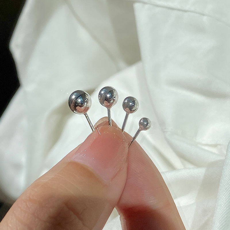 We Flower s925 Silver Small Beaded Stud Earrings for Women Girls Simple Fashion Ear Jewelry