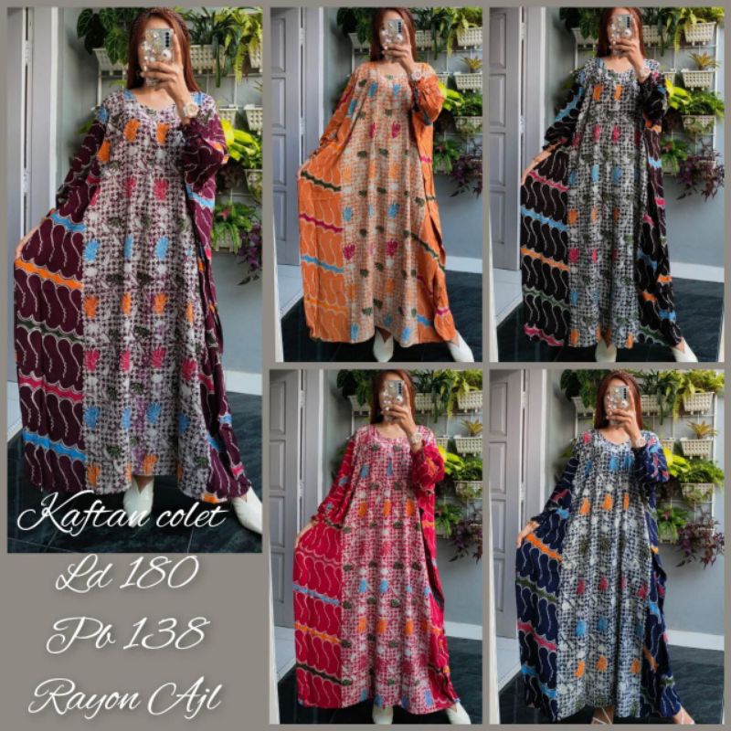 daster kaftan colet batik lowo Matt rayon AJL free size motif terbaru ld 180 pb 138 busui