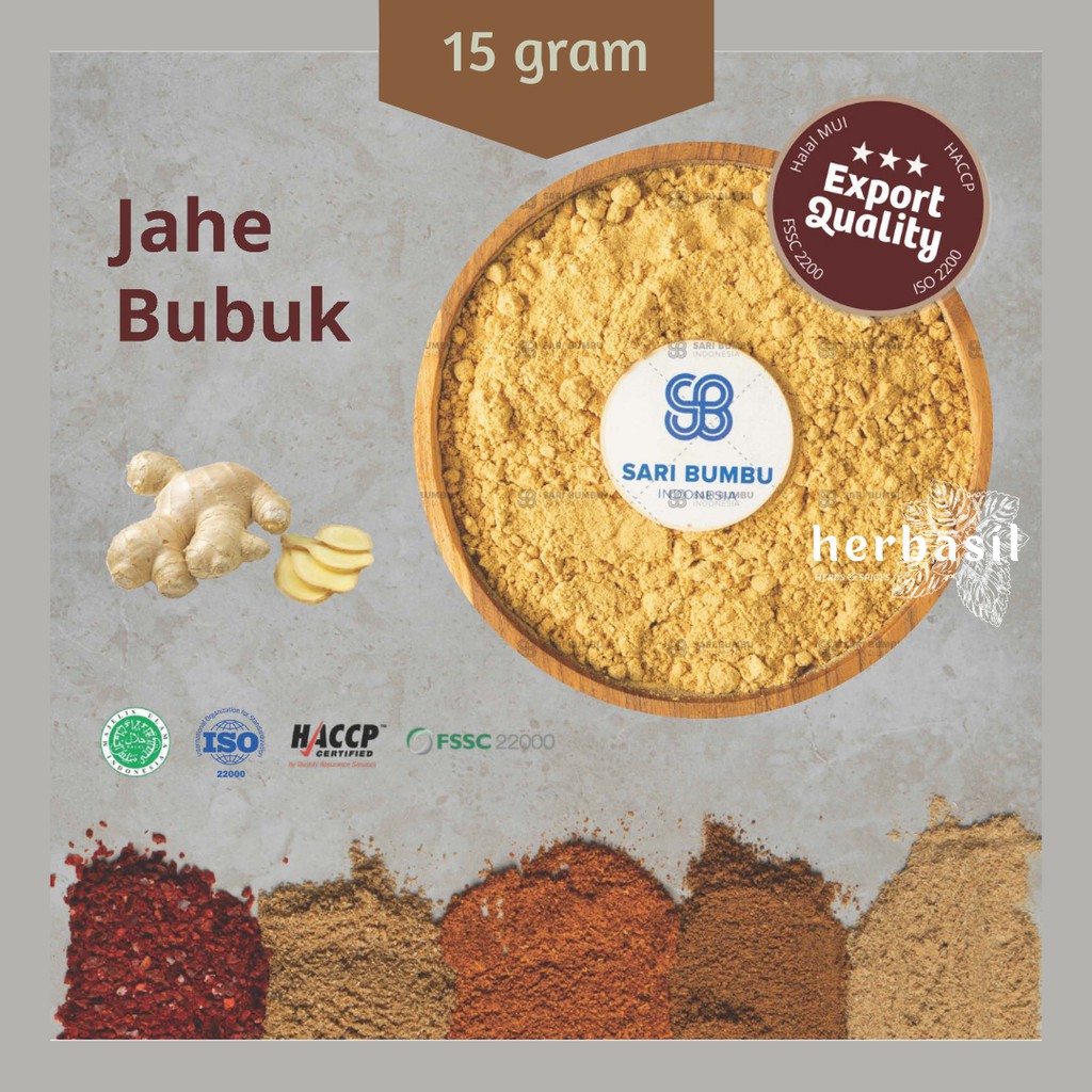 

[15gr] Jahe Bubuk (Ginger Powder/Ground Ginger) Export Quality Rempah Bumbu Dapur | Her Basil