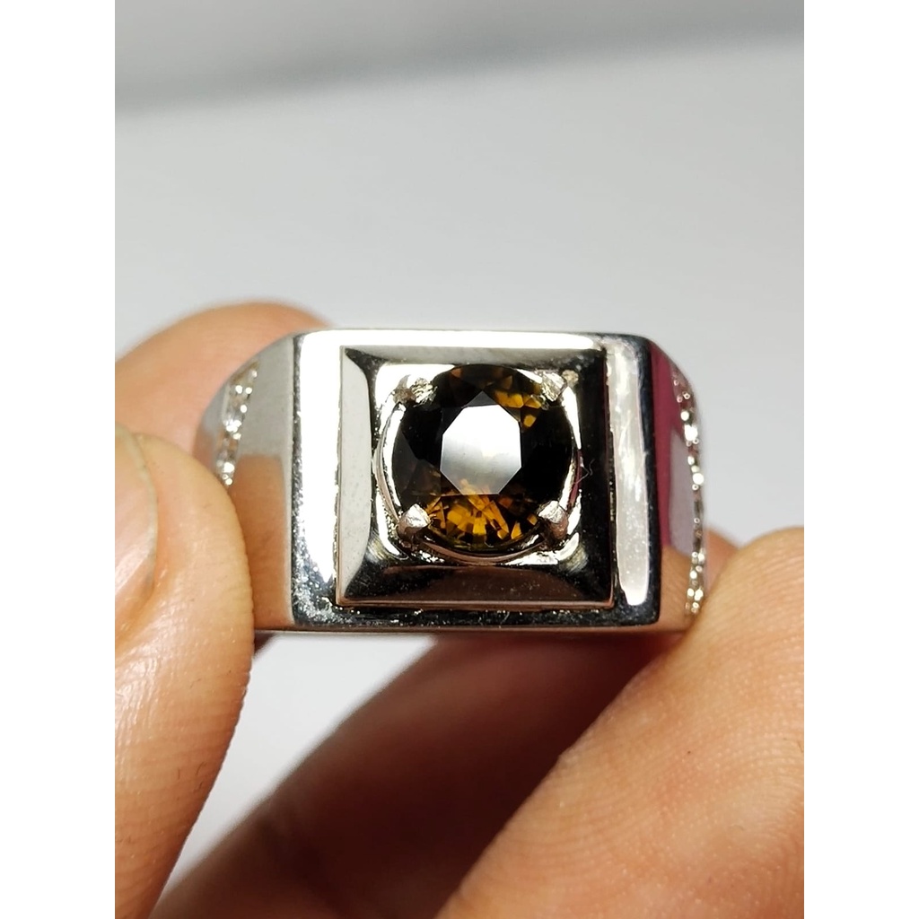 Natural Dravite Tourmaline 1.37 Ct Silver Ring Memo ACC