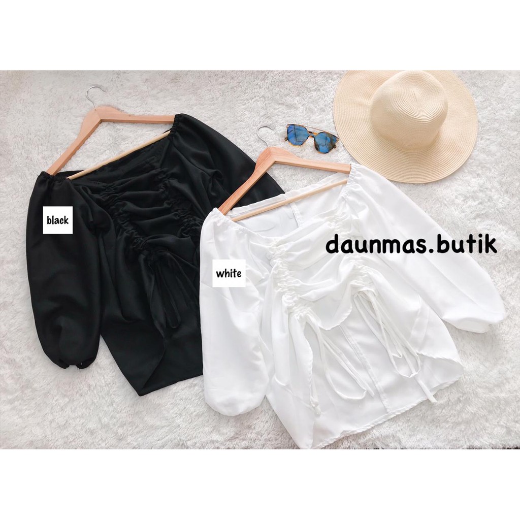 1KG MUAT 6PCS | DERA BLOUSE POLOS PREMIUM SERUT KARET TALI HITS SELEBGRAM FASHION WANITA MUSLIM