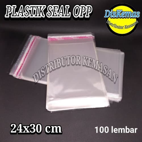 

KEMASAN PLASTIK OPP SEAL LEM PEREKAT KEMASAN BAJU AKSESORIS 24x30 cm