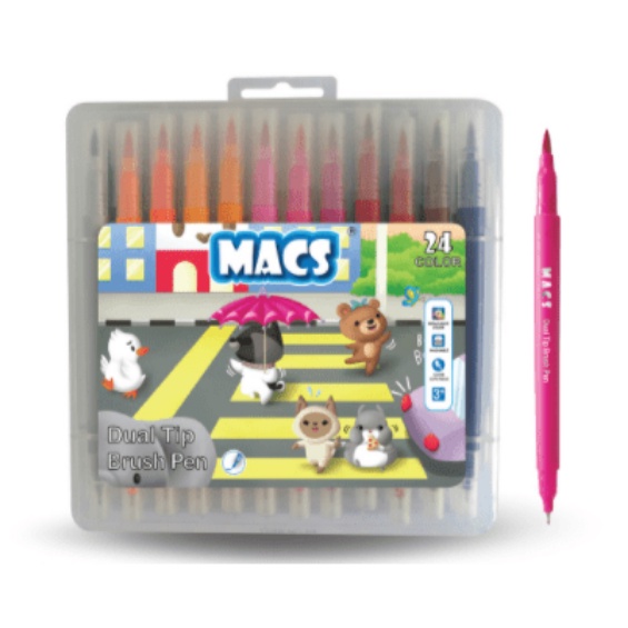 

Brush Pen Macs Dual Tip 24 Warna