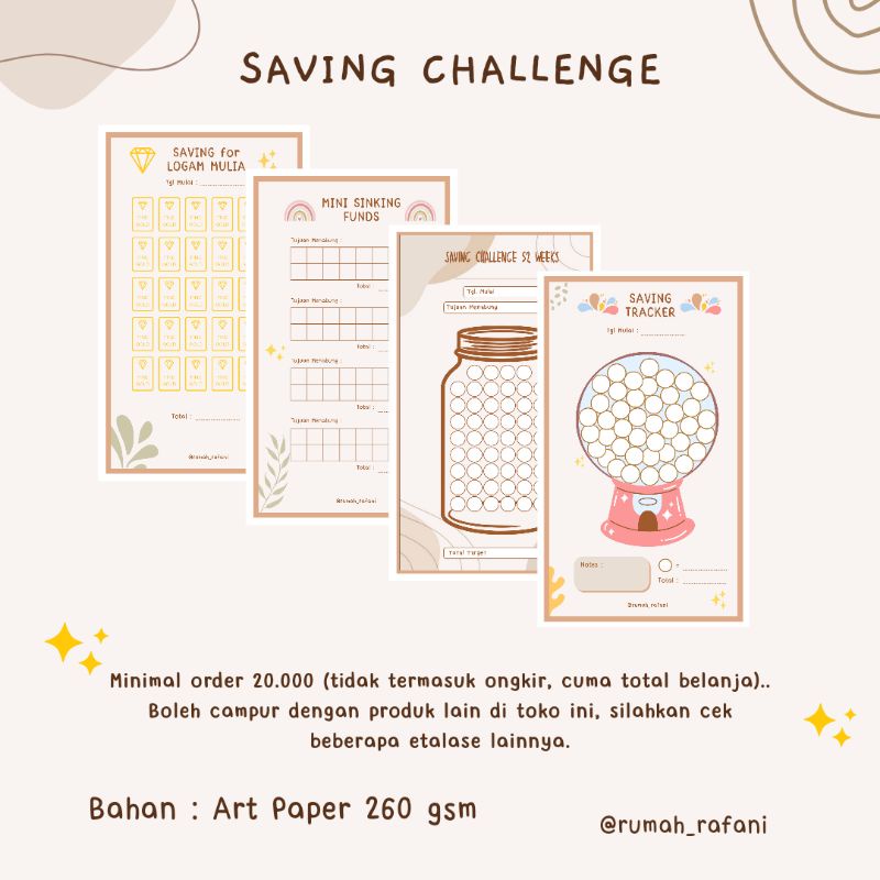 

Isi Binder Keuangan/ Refill Binder A6/ Saving Challenge/ Saving Tracker