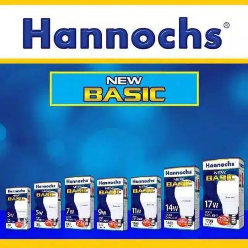 Lampu LED Hannochs Basic 3 watt / 5 watt / 7 Watt / 9 watt / 11 watt / 14 watt / 17 watt / Lampu Bohlam LED Murah Hannochd Garansi 1 Tahun