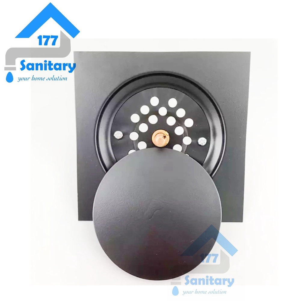 Saringan got injak stainless HITAM SG88-floor drain tekan push pencet black matte stenlis injek pembuangan mandi anti kecoa tikus