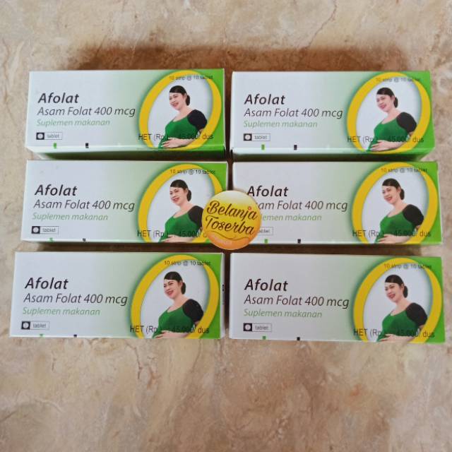 1 Box (100 tablet) Afolat Asam Folat Promil 400mcg - Vitamin Program Hamil dan Menyusui