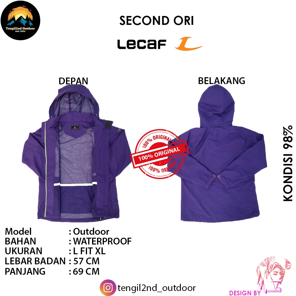 Lecaf Jaket Hiking / Jaket Gunung / Hiking Jaket / Hiking Jacket - Second ORI Size L Fit XL - ELLHJ0