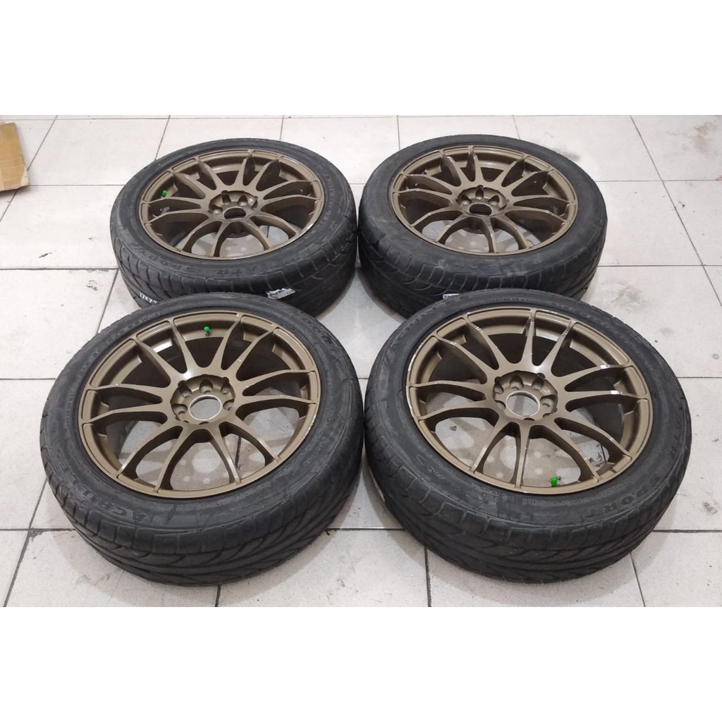 Velg Mobil Bekas RAYS Ring 17 PCD 4X100 4X114,3 BRONZE + Ban Achilles 215 50 R17 Lebar 7/5 Mobil Ava