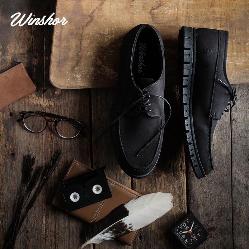 Sepatu Sneaker Kulit - Sepatu Casual - Winshor - Geraldo Black - 602