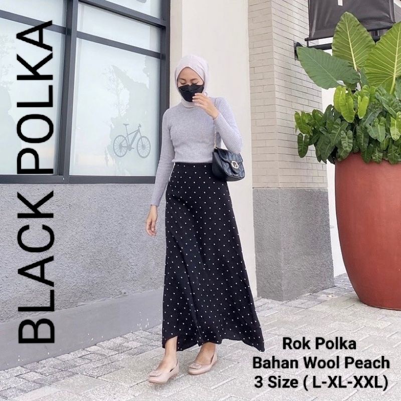 ROK POLKA A LINE SKIRT BAHAN WOOL PEACH/ATASAN  WANITA LENGAN PANJANG/KOREAN STYLE/FASHION WANITA TERBARU