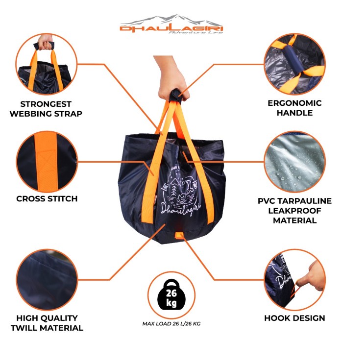 Ember Lipat Wadah Air Portable Dhaulagiri DH Folding Water Bucket 26L