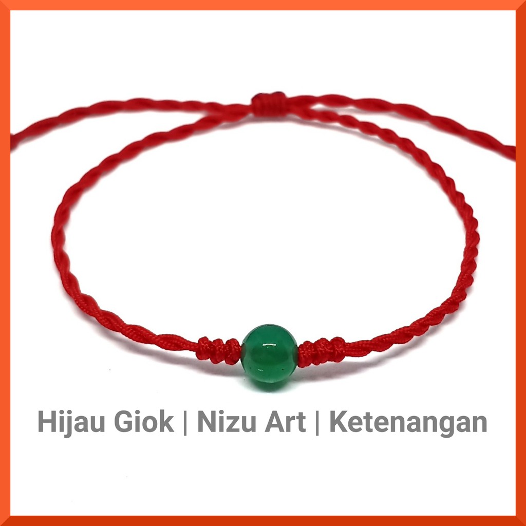 Gelang Batu Hijau Giok Tali Handmade Etnik Untuk Pria Wanita Couple