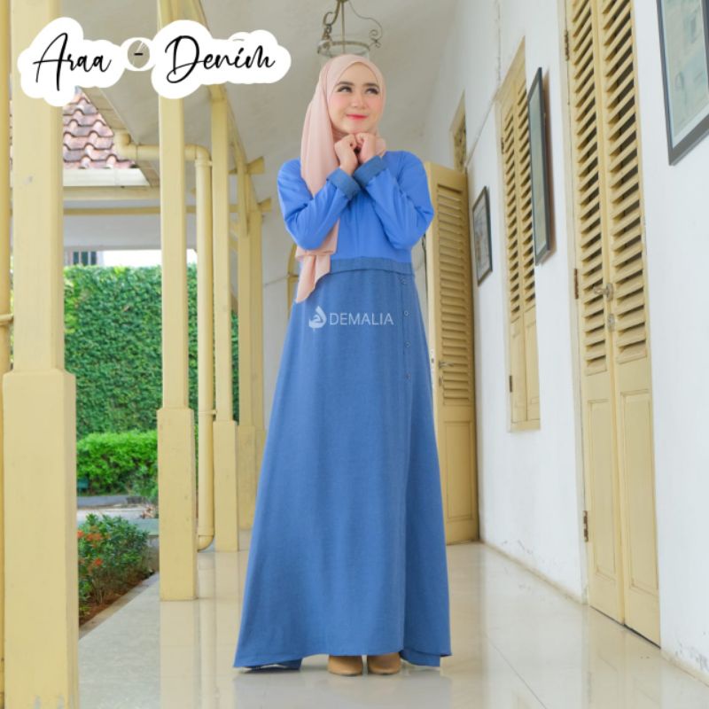 Gamis Flowy Katun Madina Kombinasi Toyobo Araa dress by Demalia