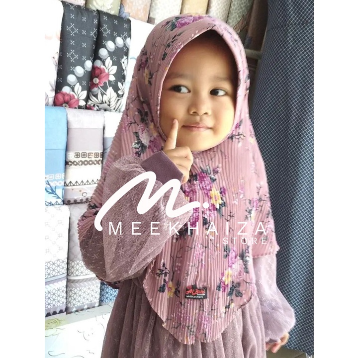 KHIMAR ANAK PLISKET MOTIF ORIGINAL ALBILAL / JILBAB ANAK INSTAN TERBARU MOTIF PLISKET ANAK / HIJAB B