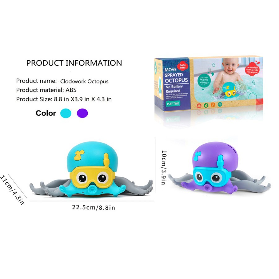 MWN Mainan Anak Bayi Viral / Bath Toys Move Sprayed Octopus No.979C