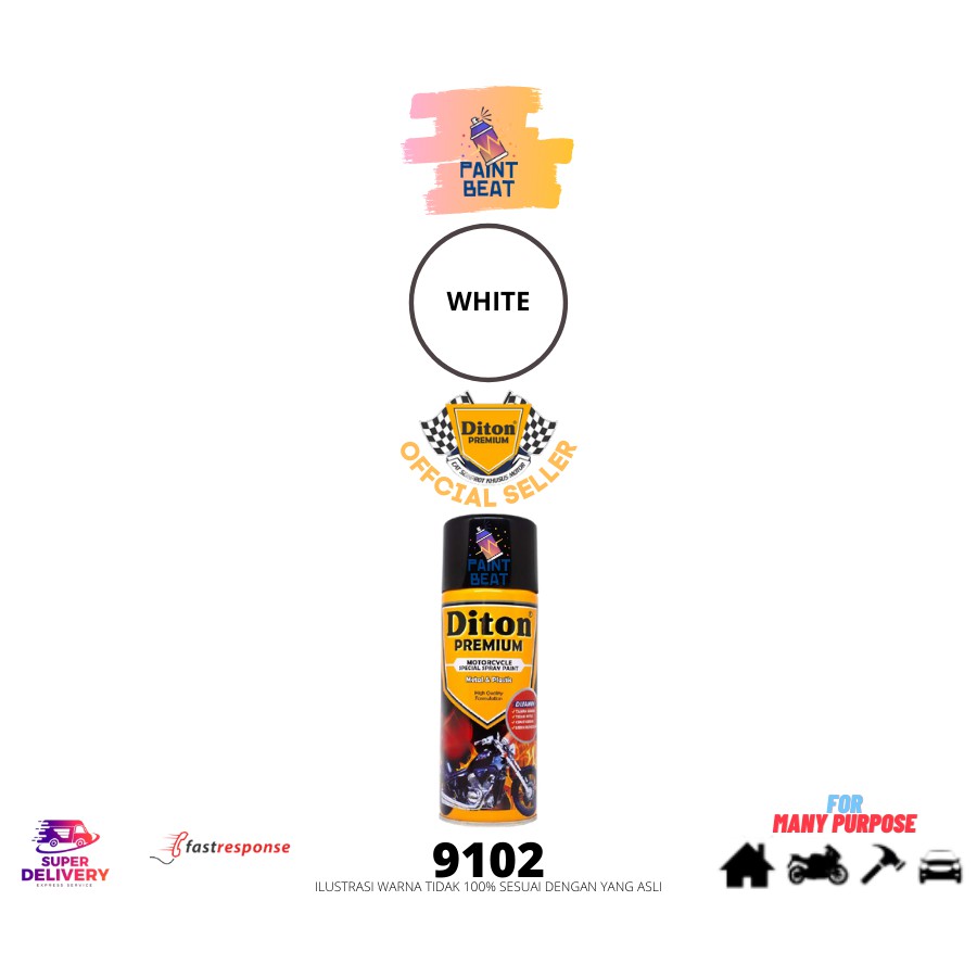 Diton PREMIUM 9102 White / Putih Kilat Cat Semprot Diton Premium No Star Pylox Pilok
