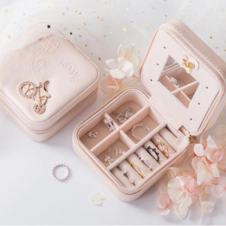 Topprice  Kotak Tempat Perhiasan Travel Jewelry Box Penyimpanan Anting Kalung Gelang Cincin Emas Portable U89